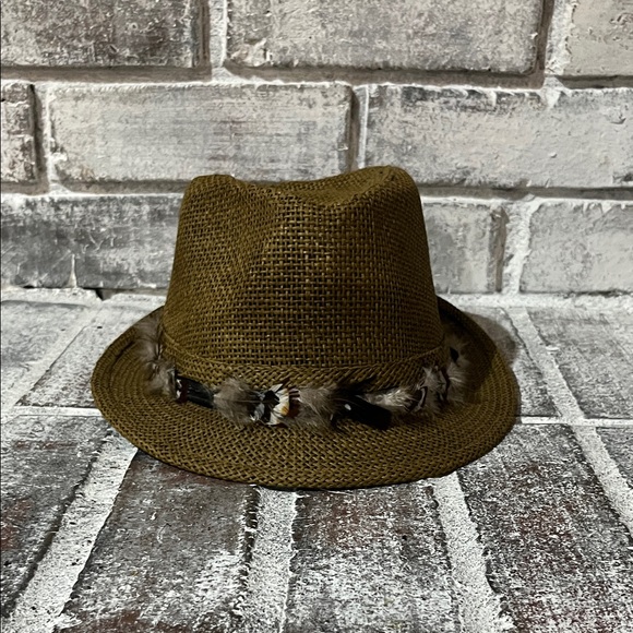 Other - Brown Fedora Hat with Feather Band